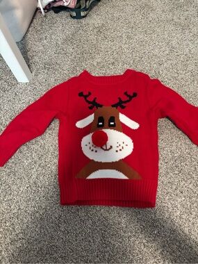Kids Red Reindeer Holiday Sweater